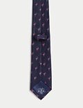 ربطة عنق من الحرير الصافي بنقشة فلامينجو