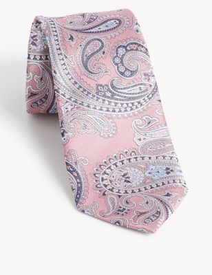 

Mens M&S Collection Paisley Pure Silk Tie - Pink, Pink