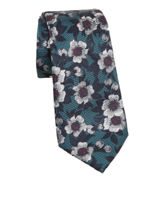 

Mens M&S Collection Floral Pure Silk Tie - Teal, Teal