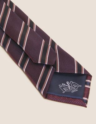 M&S Mens Striped Pure Silk Tie