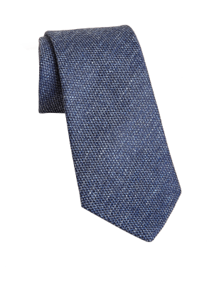 

Mens M&S Collection Textured Linen Rich Tie with Silk - Navy, Navy