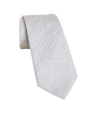 

Mens M&S Collection Textured Linen Rich Tie with Silk - Silver, Silver