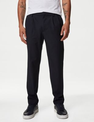 Autograph Mens Twin Pleat Stretch Trousers - 34LNG - Navy, Navy,Sand,Black