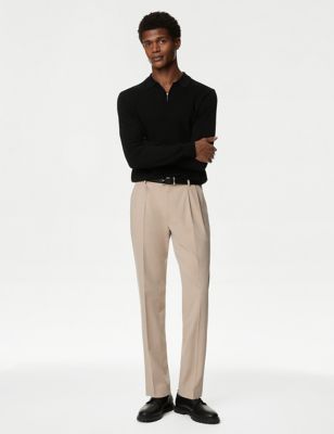 

Mens Autograph Twin Pleat Stretch Trousers - Sand, Sand