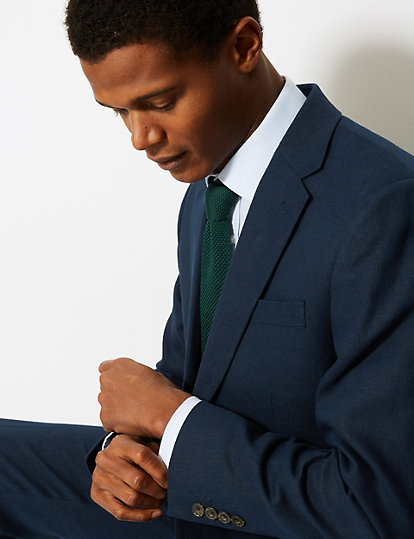Textured Regular Fit Linen Suit Jacket