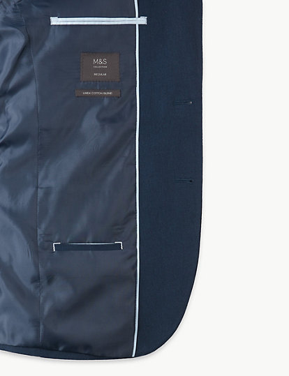 Textured Regular Fit Linen Suit Jacket