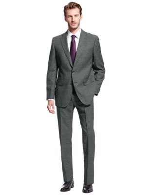 Pure Wool Tailored Fit 2 Button Check Jacket - HK