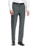 Pure Wool Flat Front Check Trousers