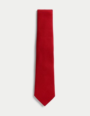 

Mens M&S SARTORIAL Textured Pure Silk Tie, Red