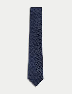 

Mens M&S SARTORIAL Textured Pure Silk Tie - Navy, Navy