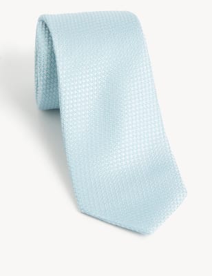 

Mens M&S SARTORIAL Textured Pure Silk Tie - Dusty Blue, Dusty Blue