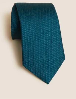 

Mens M&S SARTORIAL Textured Pure Silk Tie - Teal, Teal