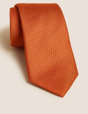 

Mens M&S SARTORIAL Strukturierte Krawatte aus reiner Seide - Orange, Orange