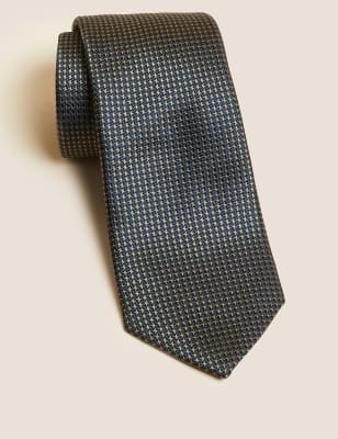 

Mens M&S SARTORIAL Check Pure Silk Tie - Olive, Olive