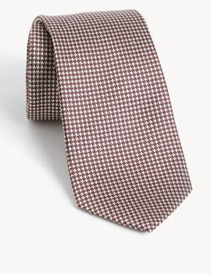 

Mens M&S SARTORIAL Check Pure Silk Tie - Mulberry, Mulberry