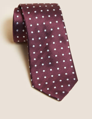 

Mens M&S SARTORIAL Textured Polka Dot Pure Silk Tie - Burgundy Mix, Burgundy Mix