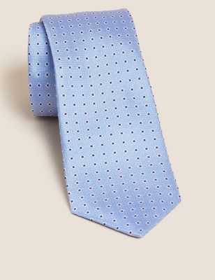 

Mens M&S SARTORIAL Foulard Pure Silk Tie - Blue, Blue