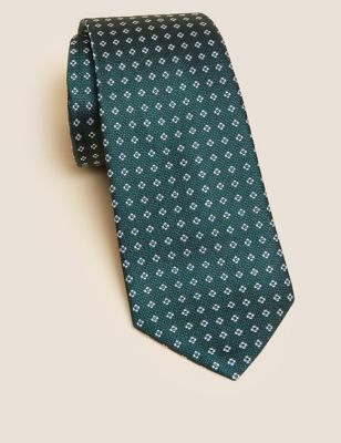 

Mens M&S SARTORIAL Foulard Pure Silk Tie - Green, Green