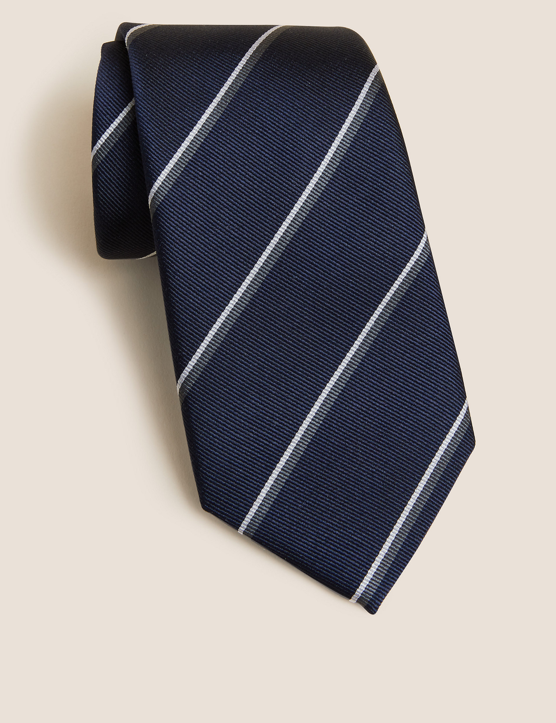Striped Pure Silk Tie