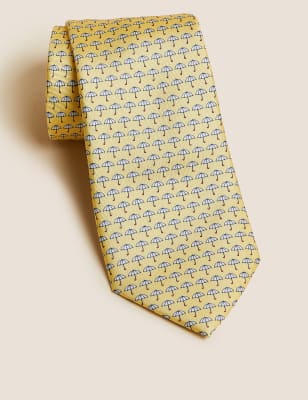 

Mens M&S SARTORIAL Umbrella Print Pure Silk Tie - Yellow, Yellow