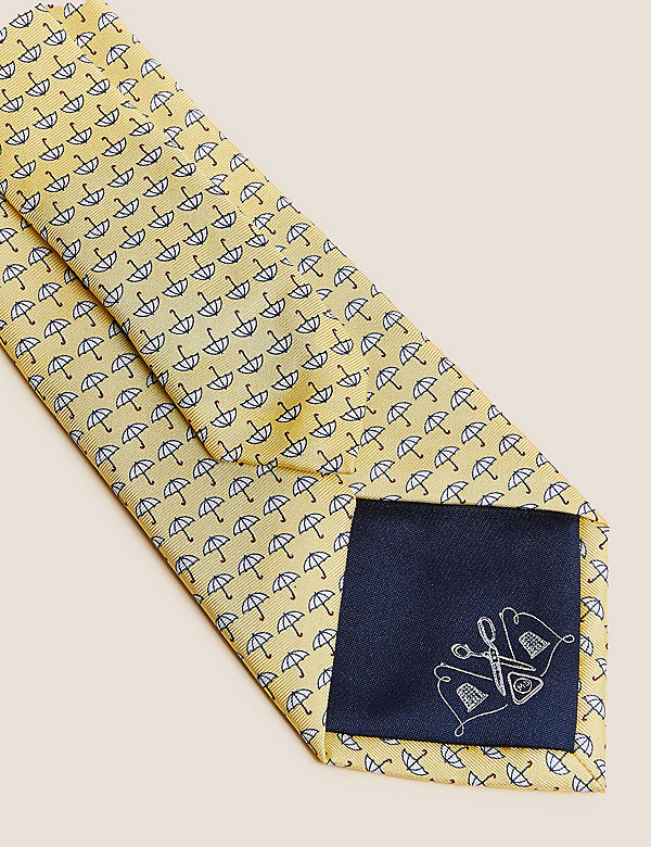 Umbrella Print Pure Silk Tie