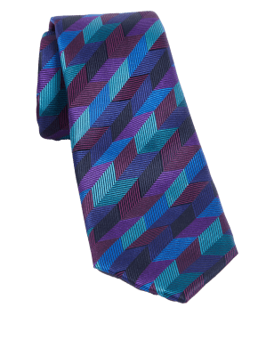 

Mens M&S Collection Geometric Pure Silk Tie - Multi, Multi