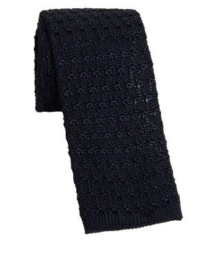 

Mens M&S Collection Square End Pure Silk Knitted Tie - Navy, Navy