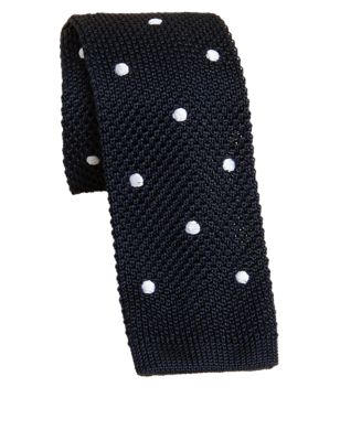 

Mens M&S SARTORIAL Polka Dot Pure Silk Knitted Tie - Navy, Navy