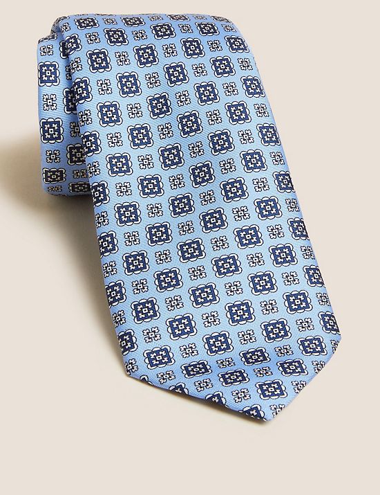 Striped Pure Silk Tie Marks & Spencer Men Accessories Ties Neckties 