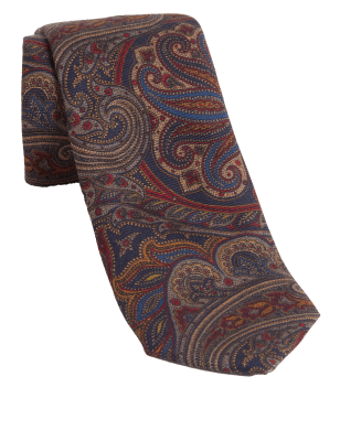 

Mens M&S SARTORIAL Paisley Wool Rich Tie - Multi, Multi