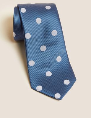 Cadeau moeilijk directory Puur zijden stropdas met stippenpatroon | M&S NL