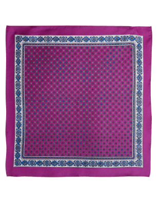 

Mens M&S SARTORIAL Pure Silk Printed Pocket Square - Magenta, Magenta