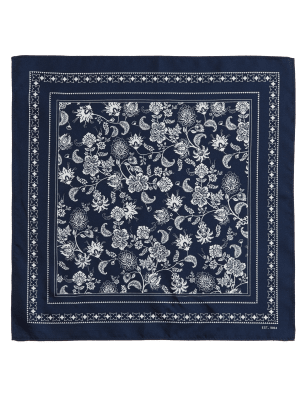 

Mens M&S SARTORIAL Floral Pure Silk Pocket Square - Navy, Navy