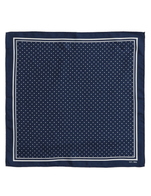

Mens M&S Collection Pin Dot Pure Silk Pocket Square - Blue, Blue