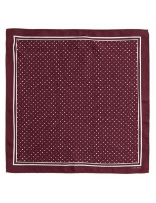 Mens M&S Collection Pin Dot Pure Silk Pocket Square - Burgundy, Burgundy
