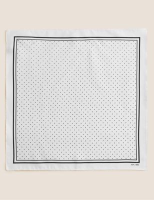 

Mens M&S Collection Pin Dot Pure Silk Pocket Square - White, White