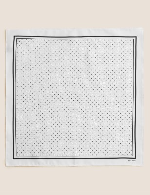 

Mens M&S Collection Pin Dot Pure Silk Pocket Square - White, White