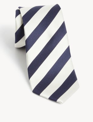 

Mens M&S SARTORIAL Krawatte aus reiner Seide mit Streifenmuster - Ecru, Ecru