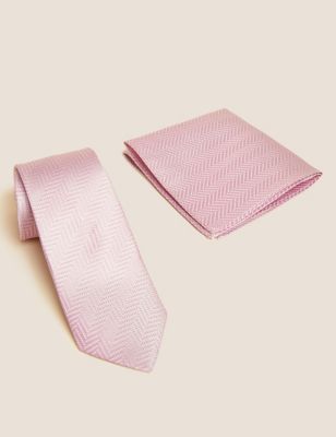 MARKS AND SPENCER PADDED PINK 3.75 INCH POLYESTER NECKTIE