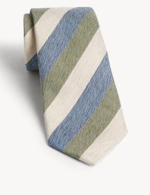 

Mens M&S Collection Striped Tie - Neutral, Neutral