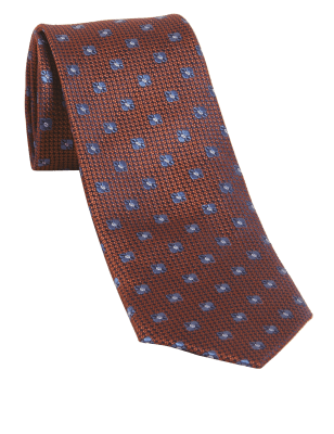 

Mens M&S Collection Slim Patterned Pure Silk Tie - Burnt Orange, Burnt Orange