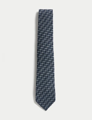 

Mens M&S SARTORIAL Geometric Wool Rich Tie - Navy Mix, Navy Mix