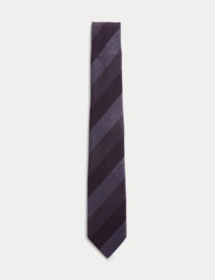 

Mens M&S SARTORIAL Textured Striped Silk Rich Tie - Purple, Purple