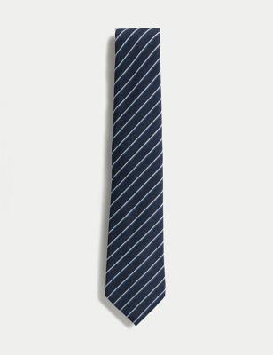 

Mens M&S SARTORIAL Striped Wool Rich Tie - Navy, Navy