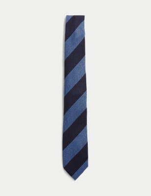 

Mens M&S SARTORIAL Textured Pure Wool Tie - Blue Mix, Blue Mix