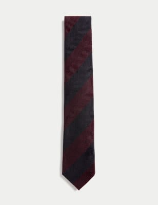 

Mens M&S SARTORIAL Textured Pure Wool Tie - Burgundy Mix, Burgundy Mix