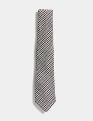 Cravate en soie à carreaux - FR
