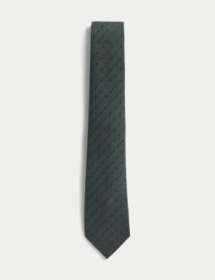 

Mens M&S SARTORIAL Polka Dot Wool Rich Tie - Green, Green