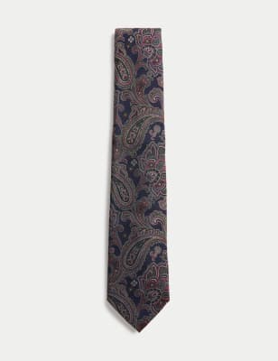 

Mens M&S SARTORIAL Paisley Silk Rich Tie - Green Mix, Green Mix