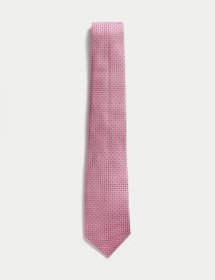 

Mens M&S SARTORIAL Krawatte aus reiner Seide mit geometrischem Muster - Rosa, Rosa